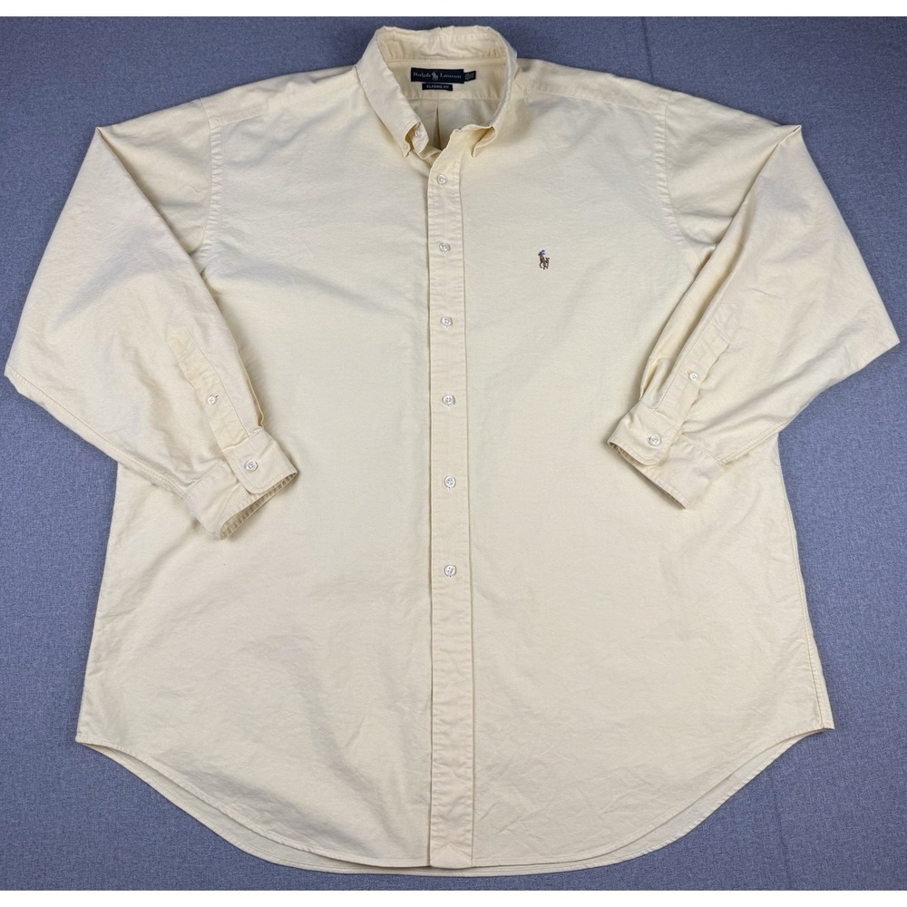 Polo Ralph Lauren Mens XL Oxford Shirt Yellow Classic Fit Long Sleeve Pony